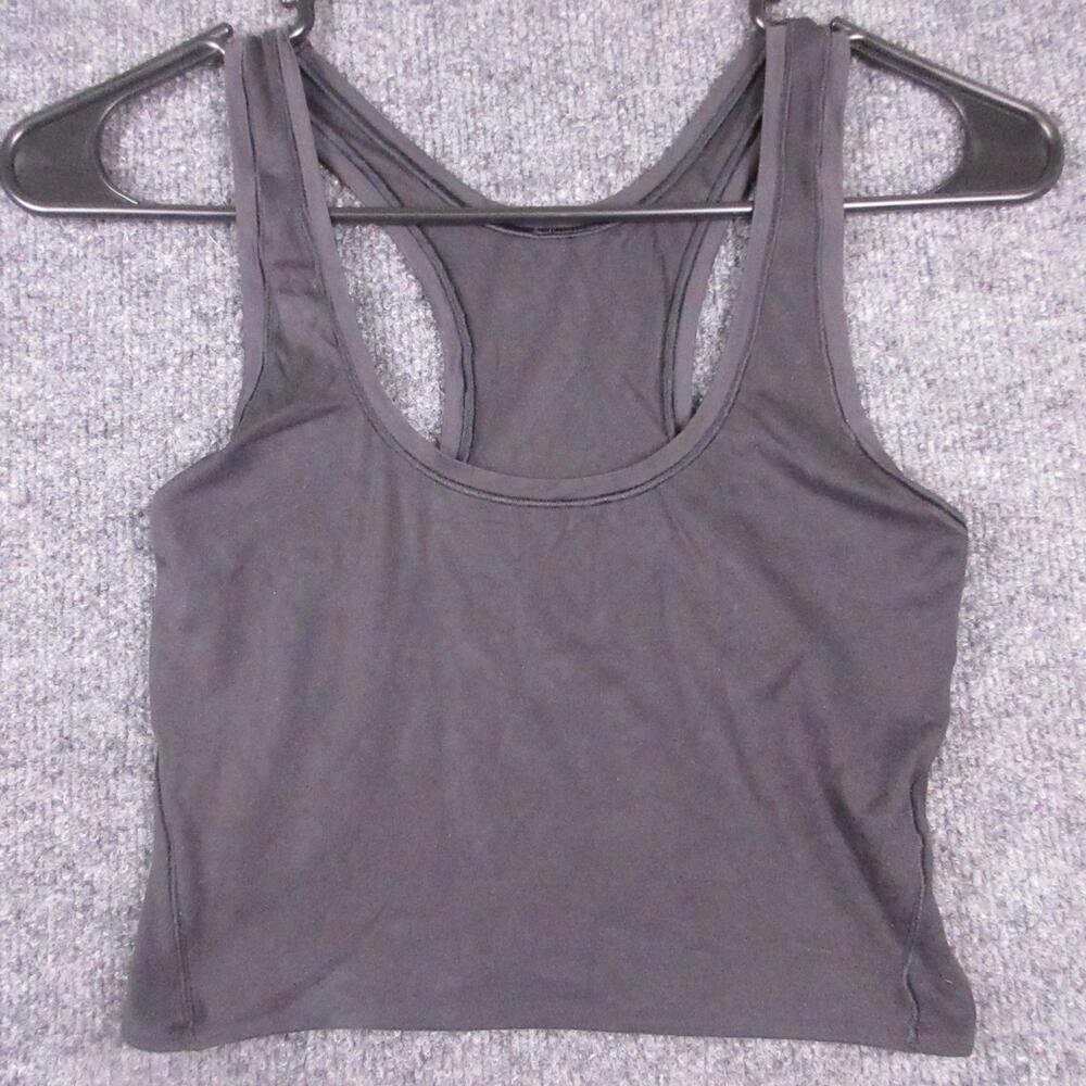 Lululemon Tank Top Womens Small Gray Cropped Racerback Scoop Neck Yoga Athletic